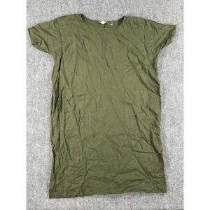 Eileen Fisher Dress Womens Large Green Organic Linen Short Sleeve Shift Pullover